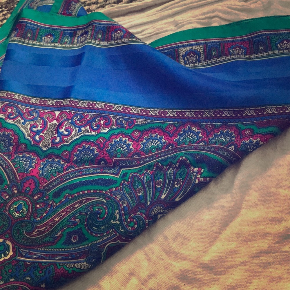 Blue and Green Square Scarf